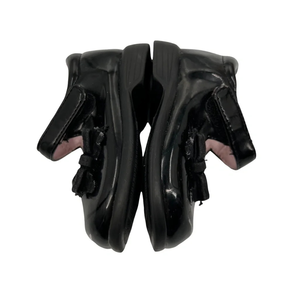 Teeny Toes Black Patent Bow Mary Janes Size 2 Toddler Girl's